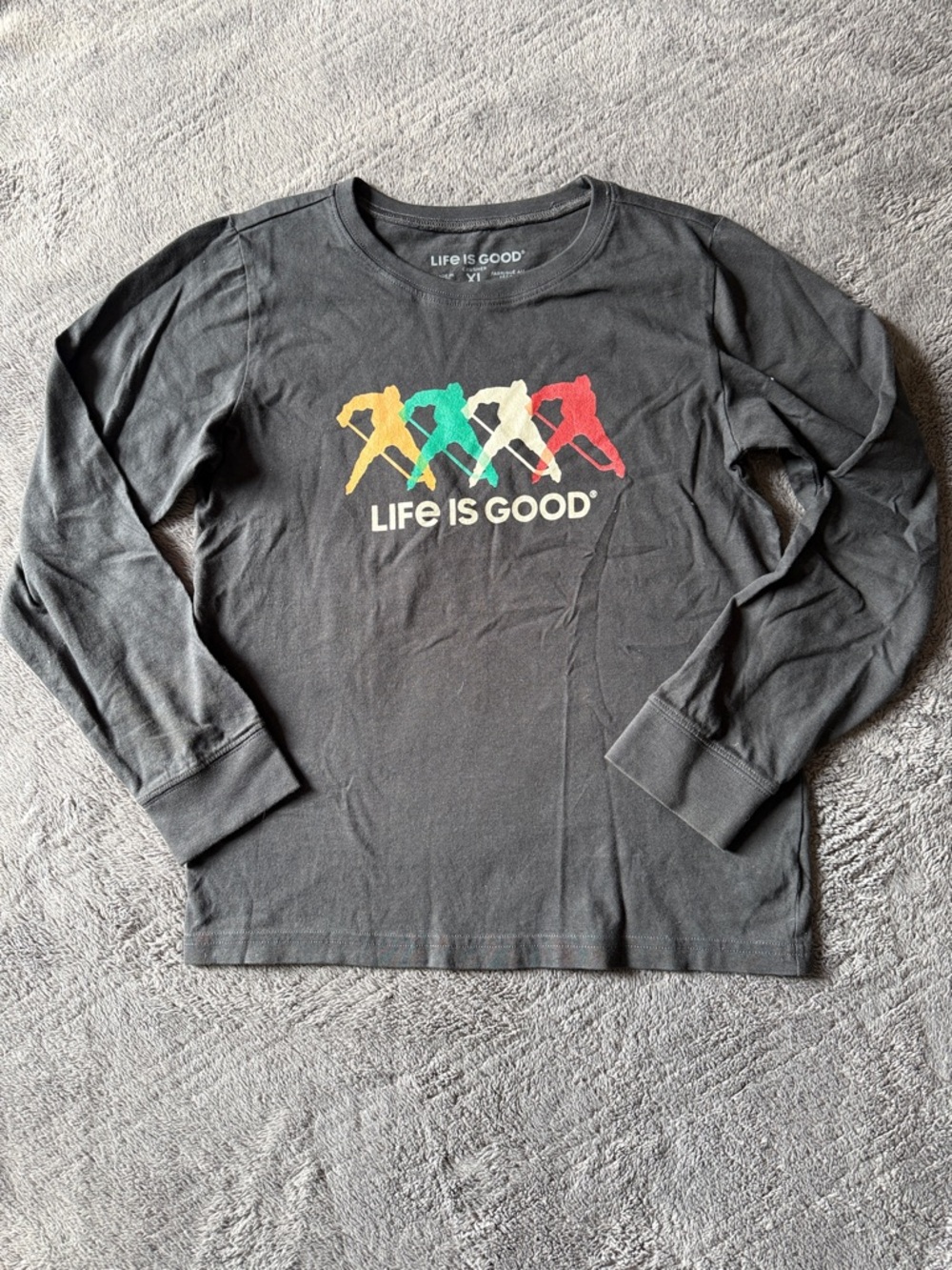 Life is Good Crusher Long Sleeve Shirt Hockey Gray Kids XL